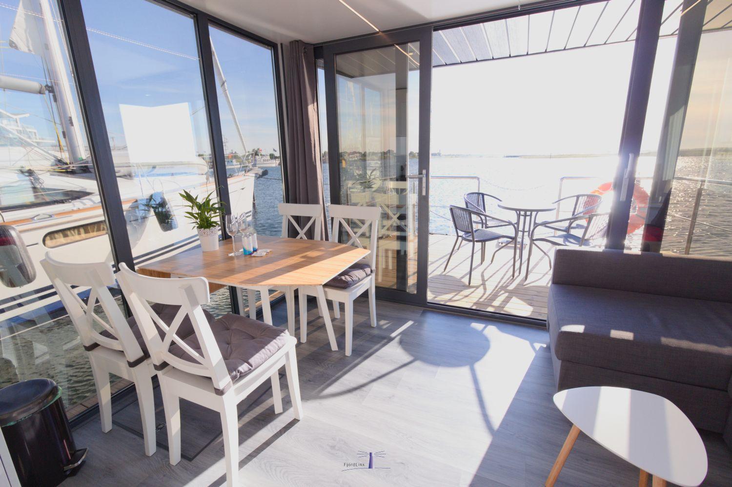 Hausboot Fjord Lacerta Mit Dachterrasse In Wendtorf Eksteriør billede